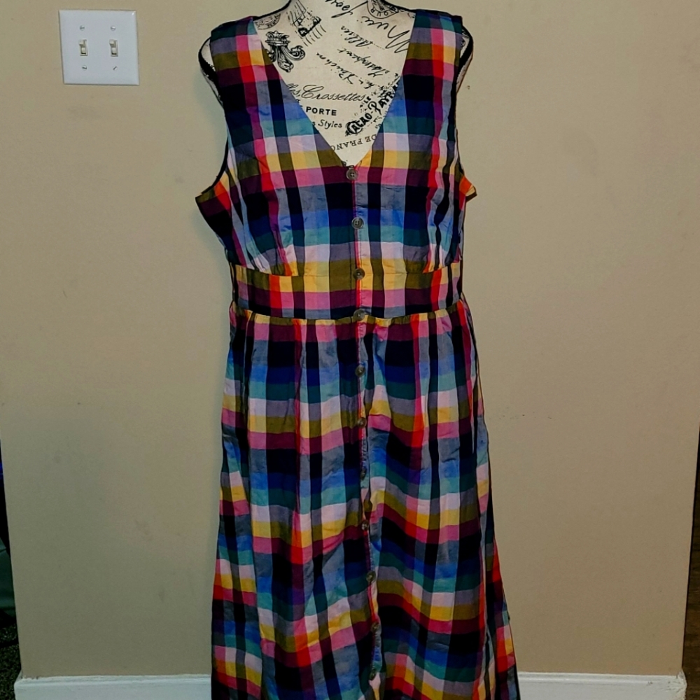 Jcrew sleeveless  plaid dress, size 14